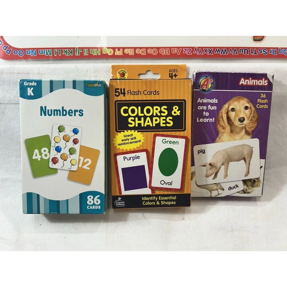 Lot of Educational Flash Cards Colors Animals Shapes Counting Mats Kids Learning